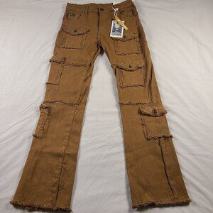 Brooklyn's Best Women's 14 Cargo Pants Fringed Pockets Brown